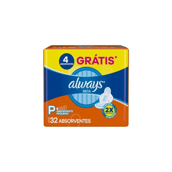 Absorvente Always Externo Super Proteção Seca Moderado Com Abas Anatômico 32 Unidades