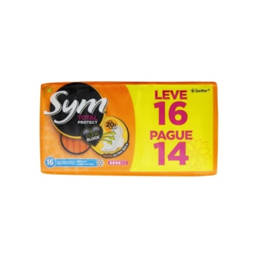 Absorvente Externo Diário Leve Anatômico Com Abas Cobertura Seca Odor Block Sym 16 Unidades