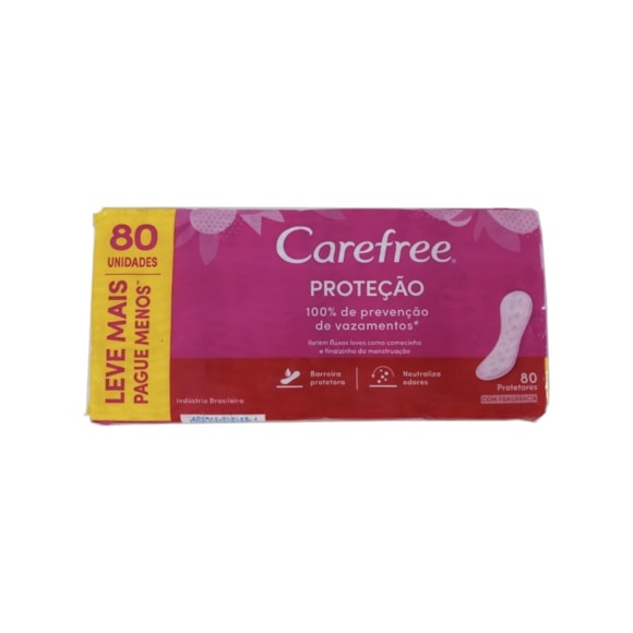 Absorvente Externo Fluxo Leve Carefree Proteção Perfumado Anatômico 80 Unidades