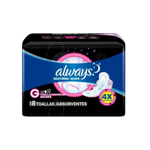 Absorvente Externo Noturno Anatômico Com Abas Cobertura Suave Always