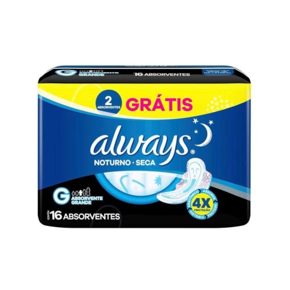 Absorvente Externo Noturno Anatômico Com Abas Seca Proteção Total Always