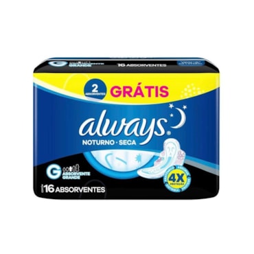 Absorvente Externo Noturno Anatômico Com Abas Seca Proteção Total Always