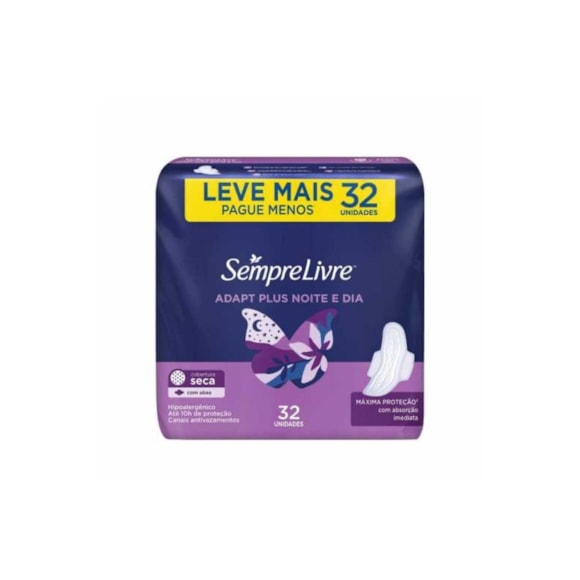 Absorvente Externo Noturno Com Abas Proteção 10 Horas Anatômico Sempre Livre
