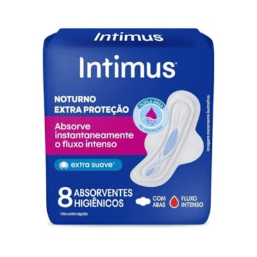 Absorvente Externo Noturno Proteção Intensa Anatômico Com Abas Intimus
