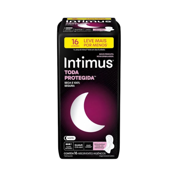 Absorvente Externo Noturno Proteção Intensa Anatômico Com Abas Intimus