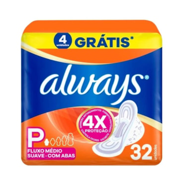 Absorvente Externo Super Proteção Suave Com Abas Fluxo Moderado Always 8 Unidades