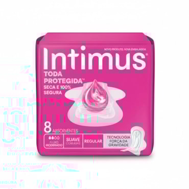 Absorvente Externo Tripla Proteção Suave Camomila E Aloe Vera Sem Abas Fluxo Moderado Intimus 8 Unidades