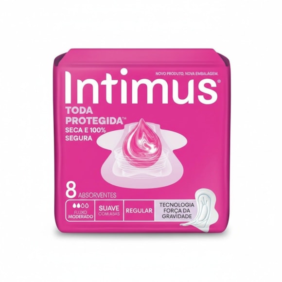 Absorvente Externo Tripla Proteção Suave Camomila E Aloe Vera Sem Abas Fluxo Moderado Intimus 8 Unidades