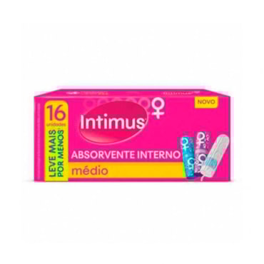Absorvente Interno Tradicional Fluxo Moderado Cobertura Dermoseda Intimus 16 Unidades