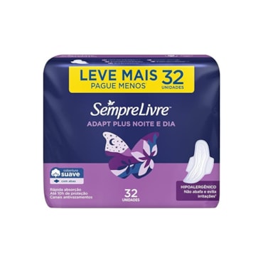 Absorvente Sempre Livre com Abas Noturno Suave Leve Mais Pague Menos 32un