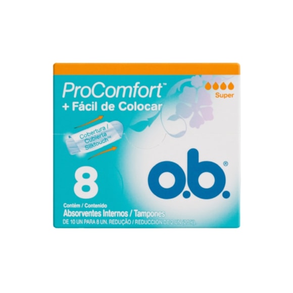 Absorvente Super Pro Comfort Interno SilkTouch Fluxo Intenso Com 8 Unidades OB