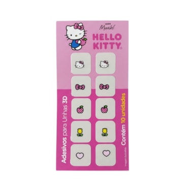 Adesivo Unha Hello Kitty Adesivos Decoração 3D Multicolorido Muah!