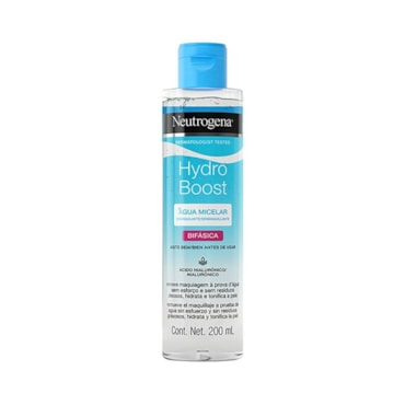 Água Micelar Bifásica Com Ácido Hialurônico Remove Maquiagem À Prova d'água Hydroboost 200ml Neutrogena