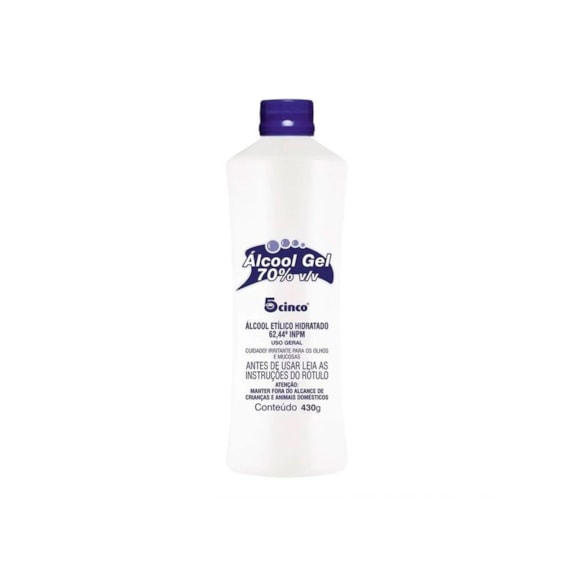 Álcool Gel Desinfetante Álcool Etílico 70% 430g Cinco