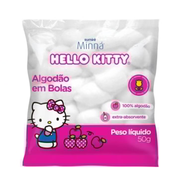 Algodão Bola Algodão Hipoalergênico Alta Absorção Hello Kitty Minná 50g