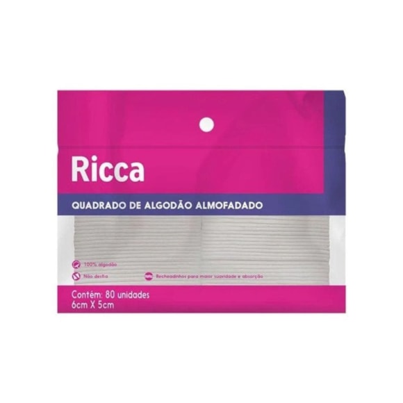 Algodão Quadradinho C/80 Limpeza Facial Profunda Algodão Puro Ricca