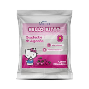 Algodão Quadrado Macio Absorvente Hello Kitty 100 Unidades Minná