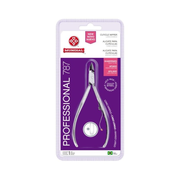 Alicate Cutícula Aço Inox Cabo Longo Profissional Esterilizável Mundial