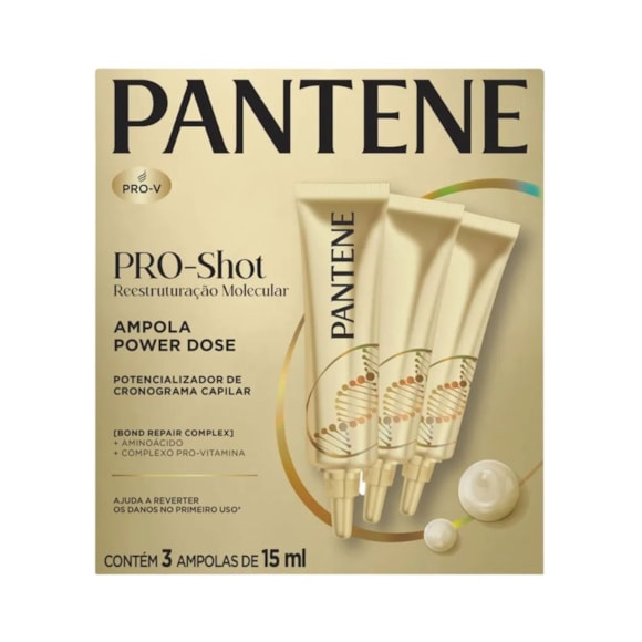 Ampola De Tratamento Pantene Pro-shot Power Dose Reestruturação Molecular Com 3 De 15ml