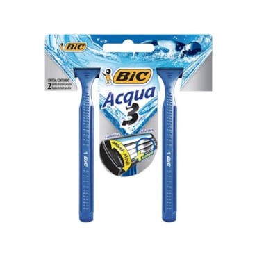 Aparelho De Barbear Bic Acqua 3 Lâminas Descartável Aloe Vera 2 Unidades