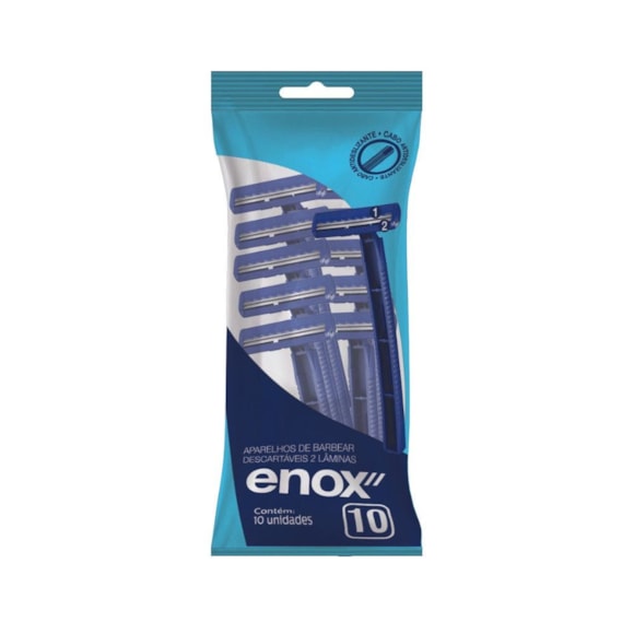 Aparelho De Barbear Descartável 2 Lâminas Facilita O Barbear 10 Unidades Enox