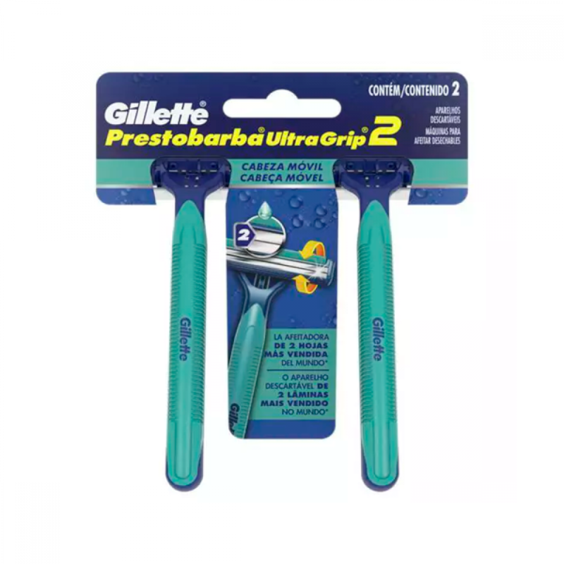 Aparelho de Barbear Prestobarba 2 Ultragrip Cabeça Móvel com 2 unidade