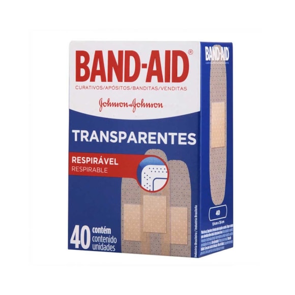 Band Aid Curativo Transparente Proteção Contra Germes E Sujeira 40 Unidades Johnson & Johnson
