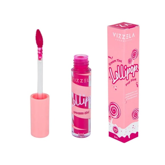 Batom Vizzela Lip Tint Lollipop Pop Pink 3ml