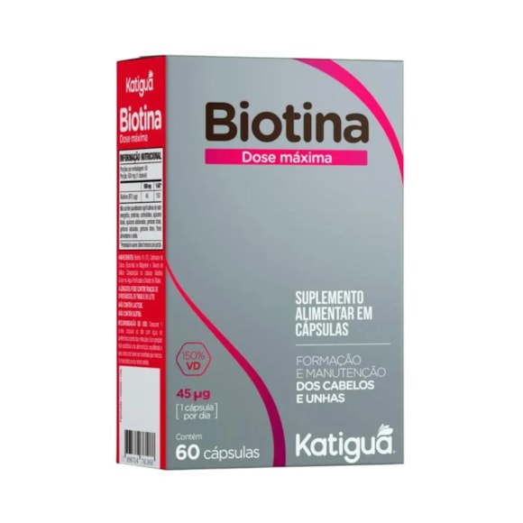 Biotina Katiguá Dose Max 500mg 60 Cápsulas
