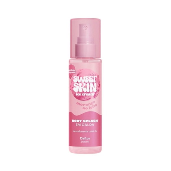 Body Splash Dailus Sweet Skin Em Calda Morango Ao Leite 200ml