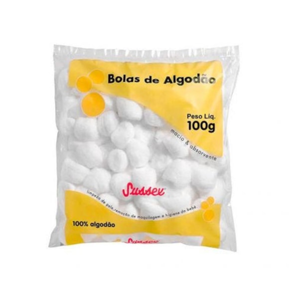 Bolas De Algodão Puro Cem Gramas Para Manicure Pedicure Remoção De Maquiagem Sussex
