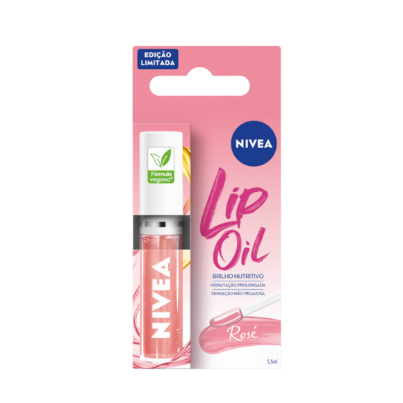 Brilho Labial Nivea Nutritivo Lip Oil Rose 5,5ml