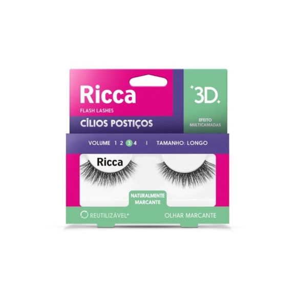 Cílios 3D Gatinho Entrelaçado Ricca Vol.03 Longo