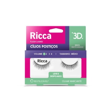 Cílios 3D Leve e Despojado Ricca Vol.01 Médio