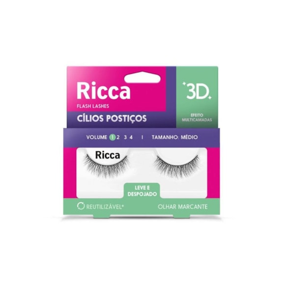 Cílios 3D Leve e Despojado Ricca Vol.01 Médio