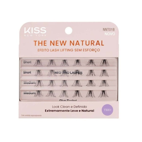 Cílios Postiços Kiss New York The New Natural Inteiriços Trio 01