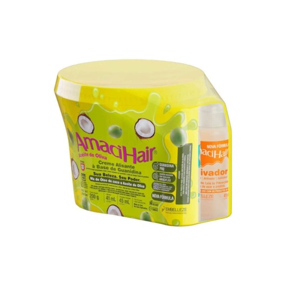 Creme Alisante Amacihair Liso Baldinho Com Azeite De Oliva 220G