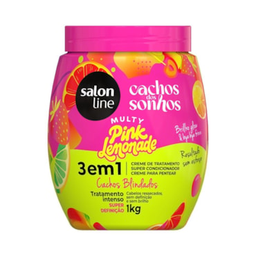 Creme de Pentear Salon Line Cachos Dos Sonhos 3em1 Multy Pink Lemonade 1kg