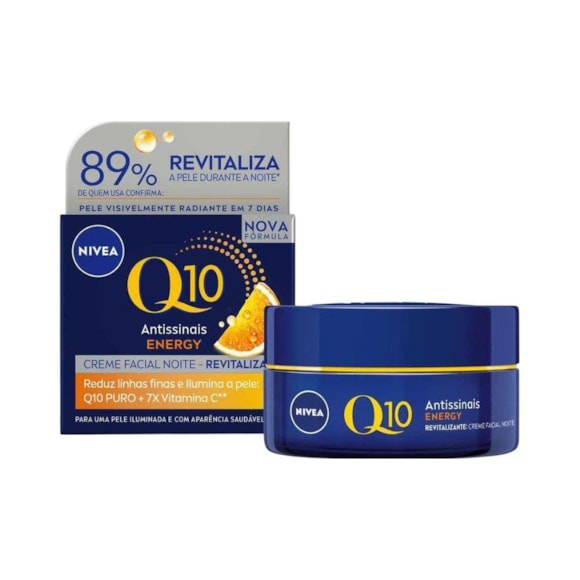 Creme Facial Antissinais Noite Nivea Q10 Energy Vitamina C com 50g
