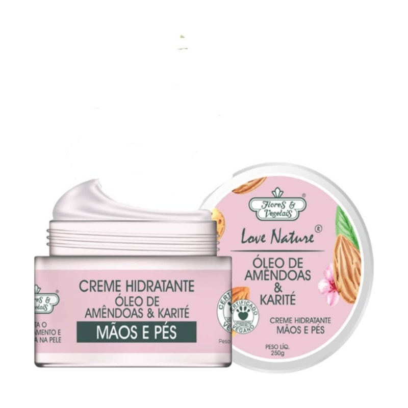 Creme para Mãos e Pés Flores e Vegetais Amêndoas 250g