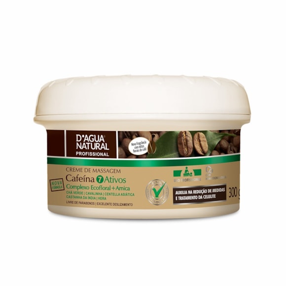 Creme Para Massagem D'agua Natural Cafeína 7 Ativos