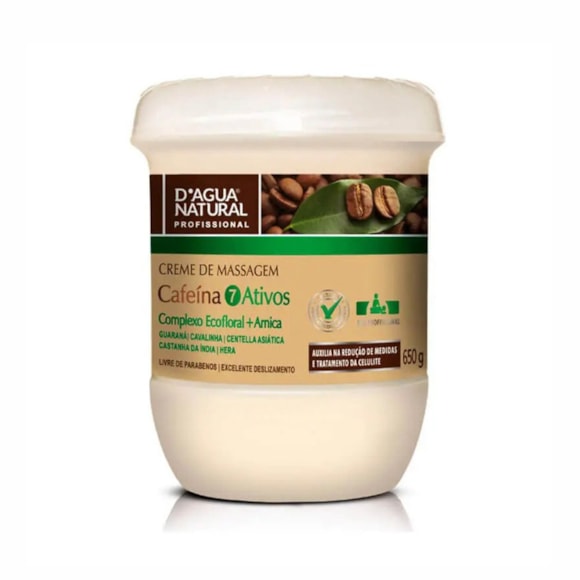 Creme Para Massagem D'agua Natural Cafeína 7 Ativos 650g
