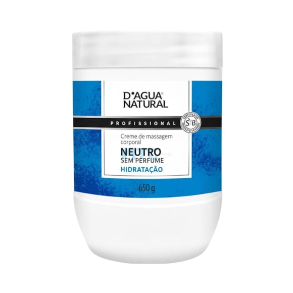 Creme Para Massagem D'agua Natural Neutro 650g