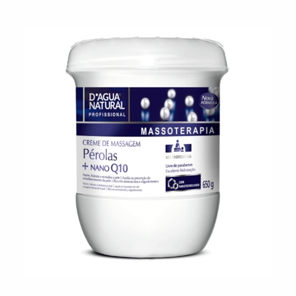 Creme Para Massagem D'agua Natural Pérolas Q10 650g