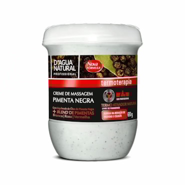 Creme Para Massagem D'agua Natural Pimenta Negra