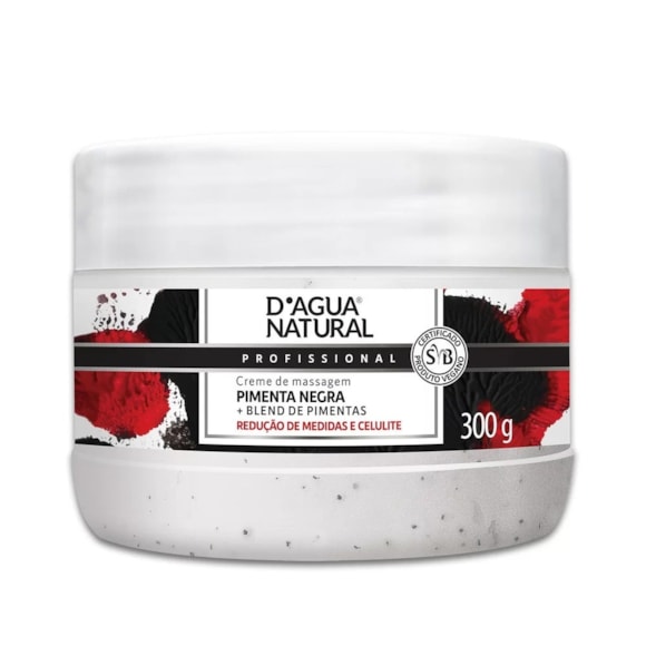 Creme Para Massagem D'agua Natural Pimenta Negra 300g