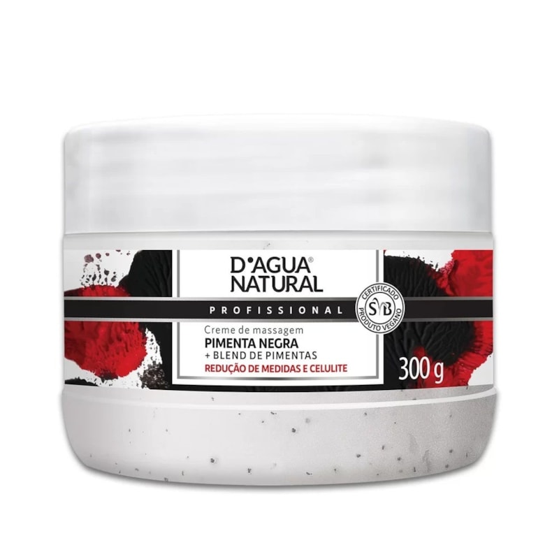 Creme para Massagem D'agua Natural Pimenta Negra 300g