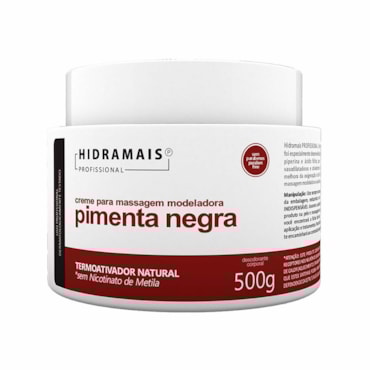 Creme Para Massagem Hidramais Pimenta Negra 500Gr 