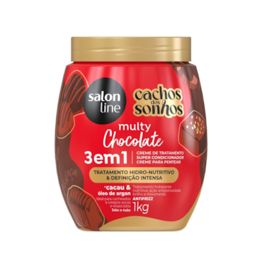 Creme para Pentear Salon Line Cachos dos Sonhos Chocolate 3 em 1 Multy 1kg