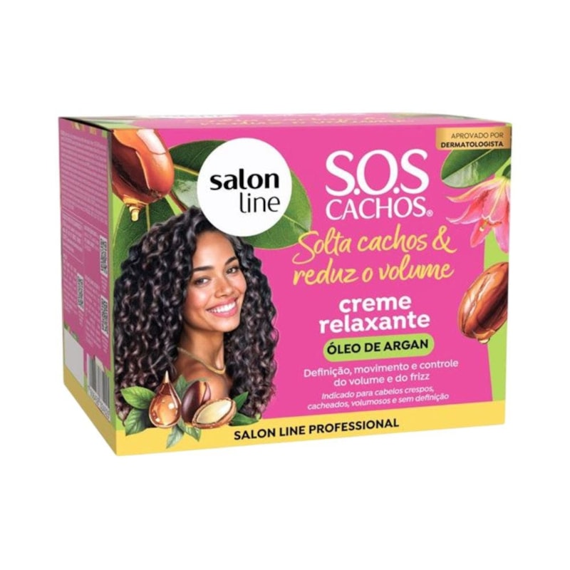 Creme Relaxante Salon Line Solta Cachos e Reduz o Volume Óleo de Argan